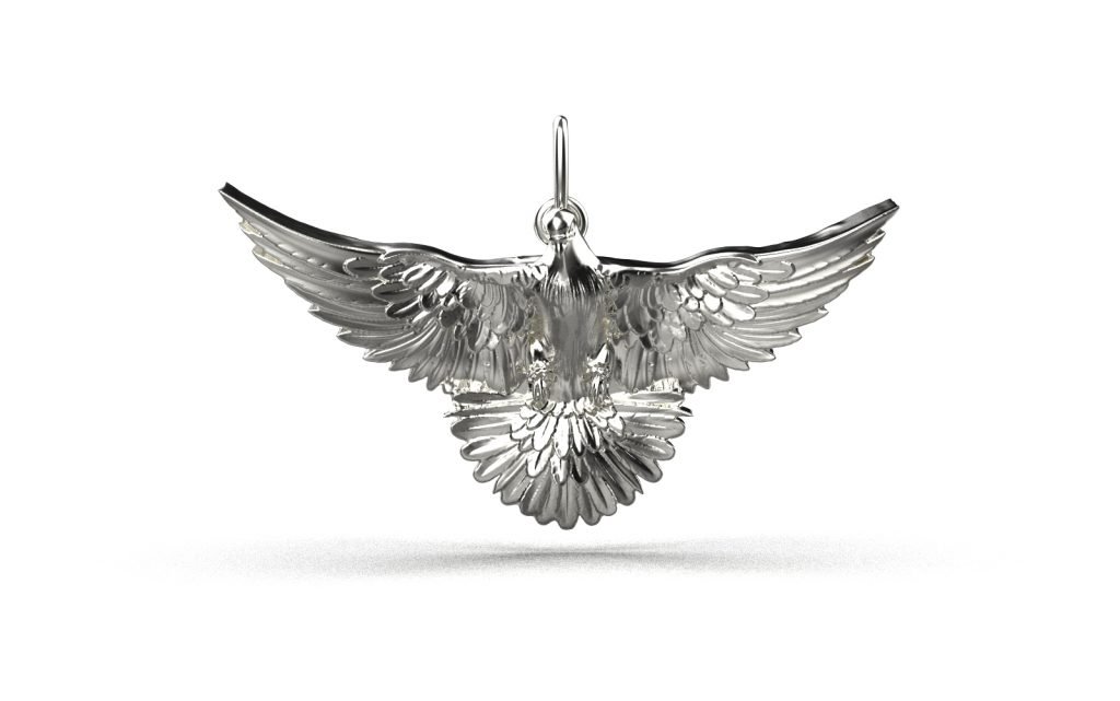 Dove Pendant – 18K White Gold