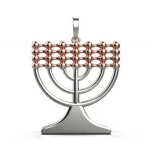 Menorah Pendant – 18K Rose Gold, White Gold