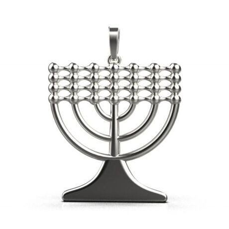 Menorah Pendant – 18K White Gold