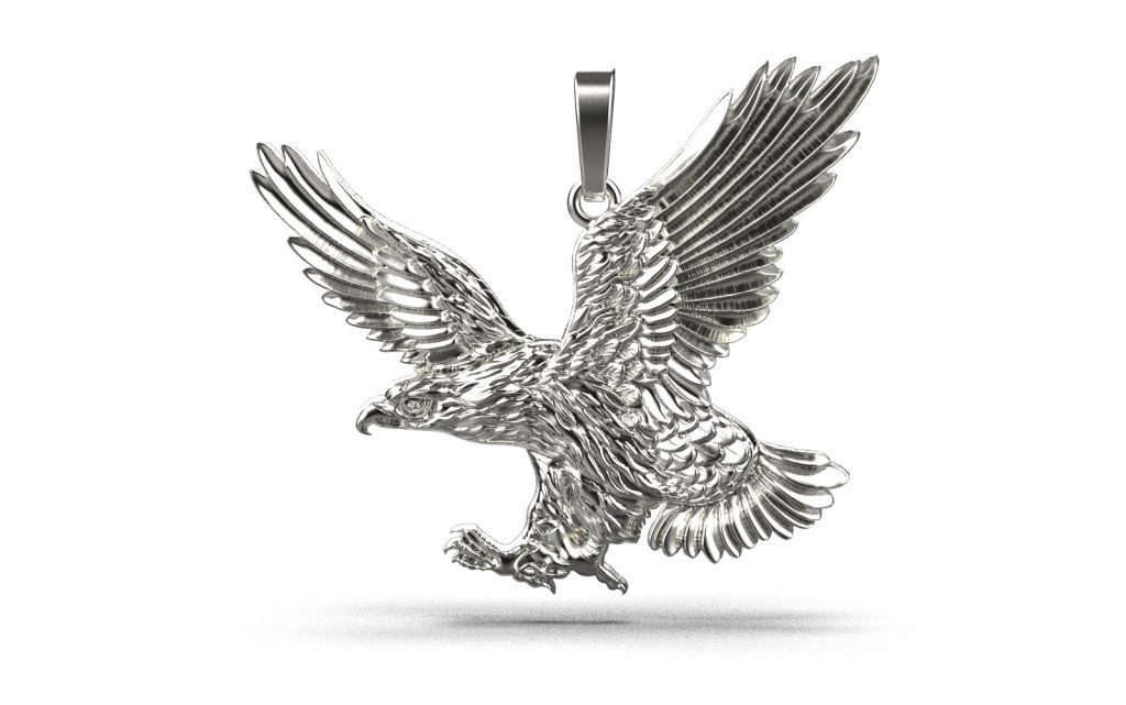 Eagle Pendant – 18K White Gold